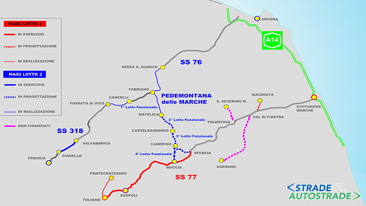 Mappa quadrilatero Umbria-Marche